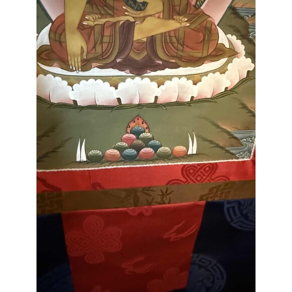 BUDDHA SHAKYAMUNI/SIDDHARTHA TIBETAN THANGKA PAINTING SILK BORDER 18"x33" - Picture 8 of 11